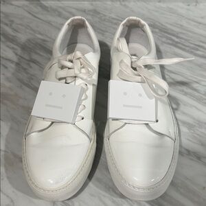 Acne Cream Leather Sneakers